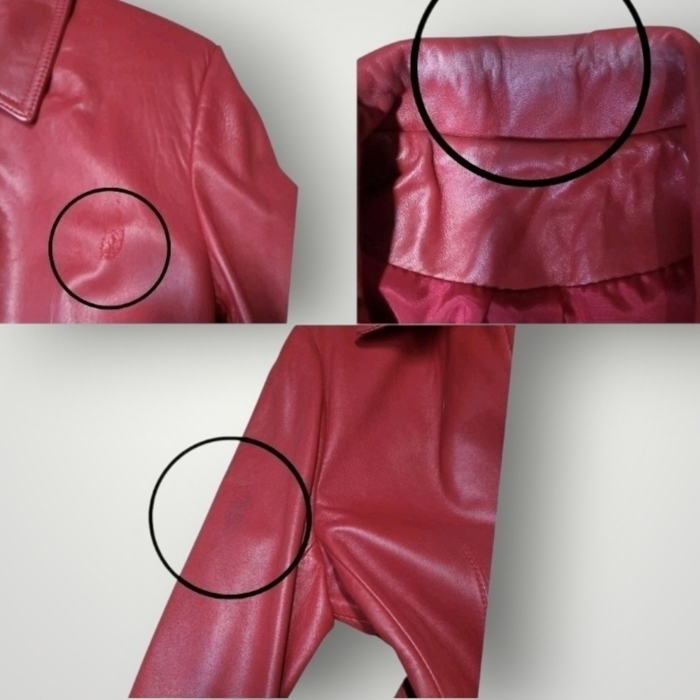 Vintage 1970s Red Leather Moto Jacket Belted Women’s Small Petite | Di Capra Int - Picture 8 of 16